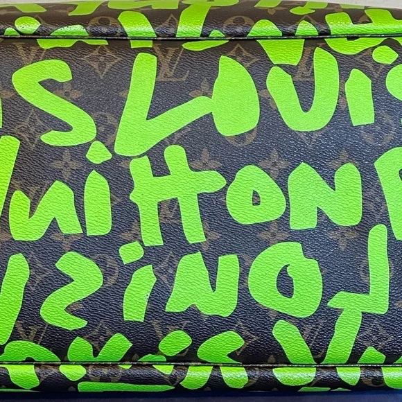 Louis Vuitton x Stephen Sprouse Graffiti Neverfull Gm Neon Green Tote Bag Rare - Picture 2 of 16